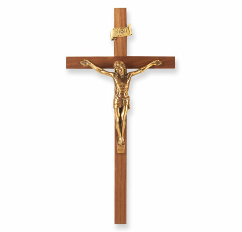 Genuine Walnut Wood Wall Crucifix, 11"