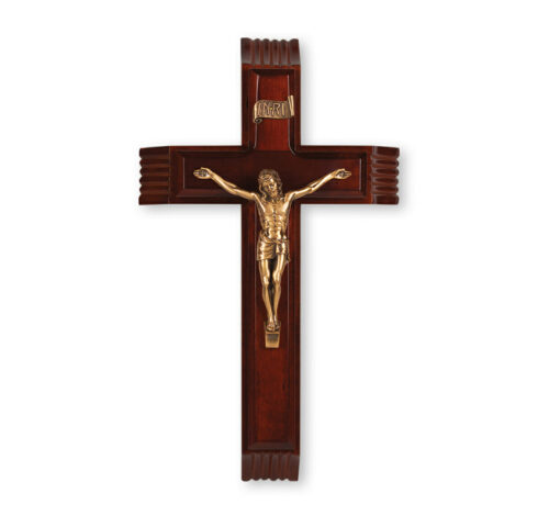 Dark Cherry Wood Sick Call Crucifix, 12"