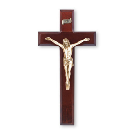 Dark Cherry Wood Wall Crucifix, 10"