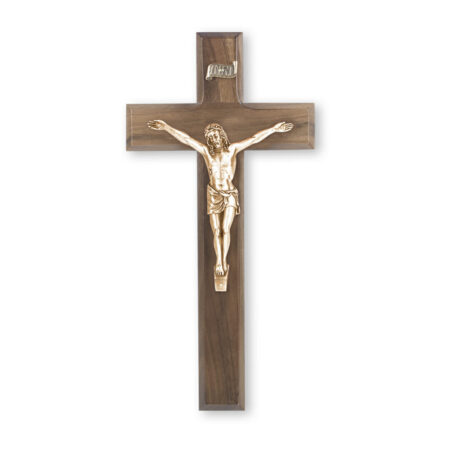 Walnut Wood Wall Crucifix, 10"