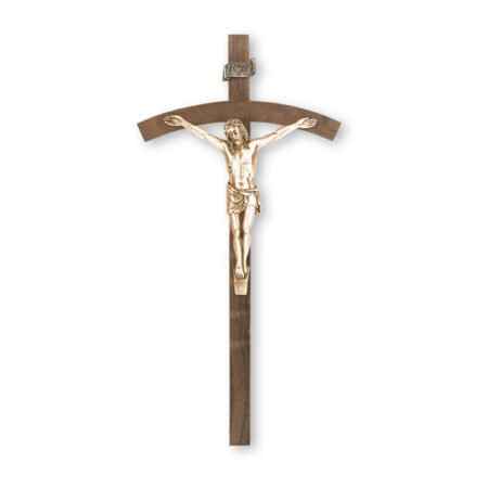 Walnut Wood Wall Crucifix, 10"