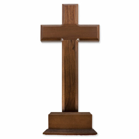 "Latin Style" Walnut Wood Standing Cross, 10"