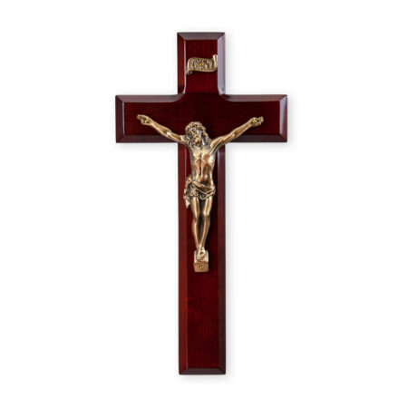 Dark Cherry Wood Wall Crucifix, 9"