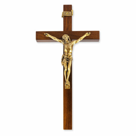 Genuine Walnut Wood Wall Crucifix, 9"