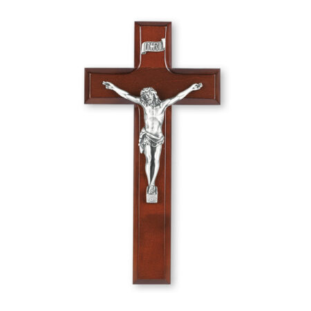 Dark Cherry Wood Wall Crucifix, 9"