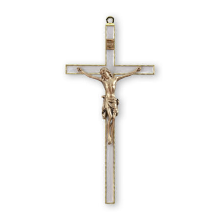 Gold-Plated Pearlized Wall Crucifix, 7"