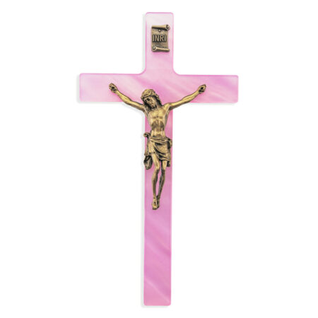 Pink Pearlized Crucifix, 7"