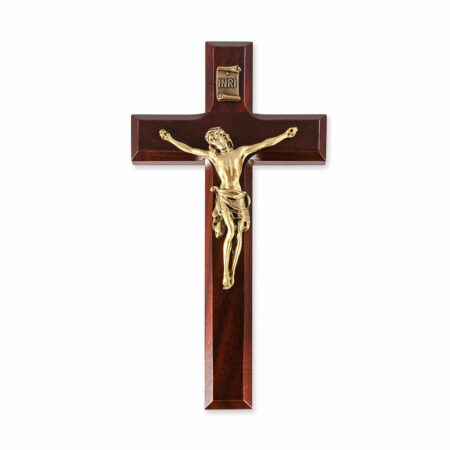 Dark Cherry Wood Wall Crucifix, 7"