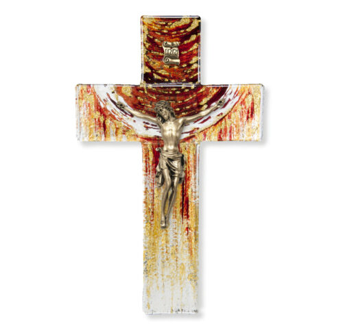 Red and Gold Crucifix, 7"