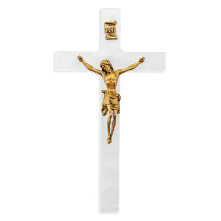 White Pearlized Crucifix, 7"