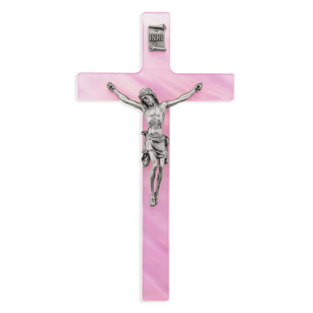 Pink Pearlized Crucifix, 7"