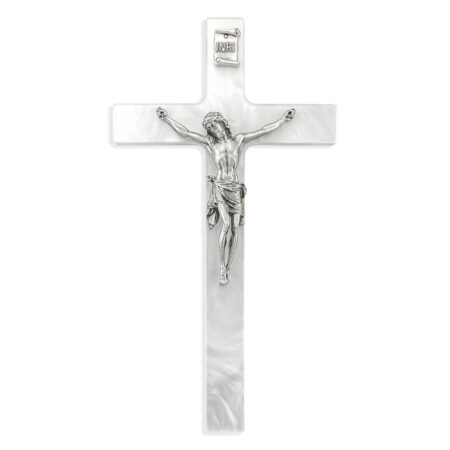 White Pearlized Crucifix, 7"