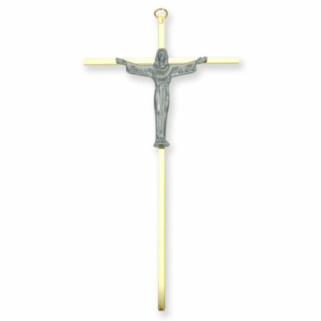 Risen Christ Brass Metal Cross , 10"