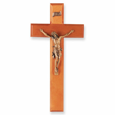 Natural Cherry Wood Wall Crucifix, 10"