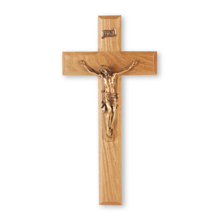 Oak Wood Wall Crucifix, 10"