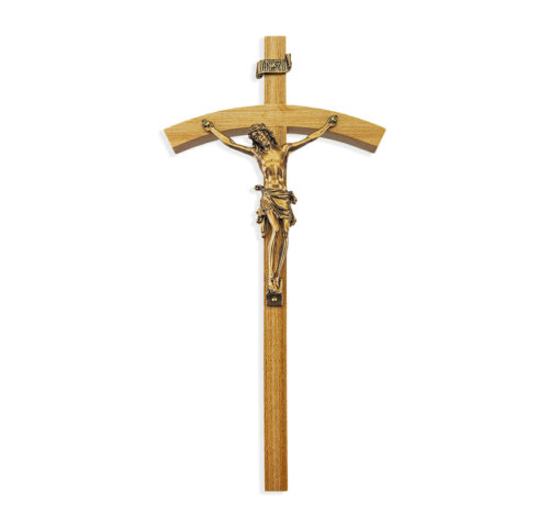 Oak Wood Wall Crucifix, 10"