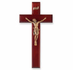 Dark Cherry Wood Wall Crucifix, 10"