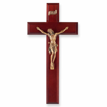 Dark Cherry Wood Wall Crucifix, 10"