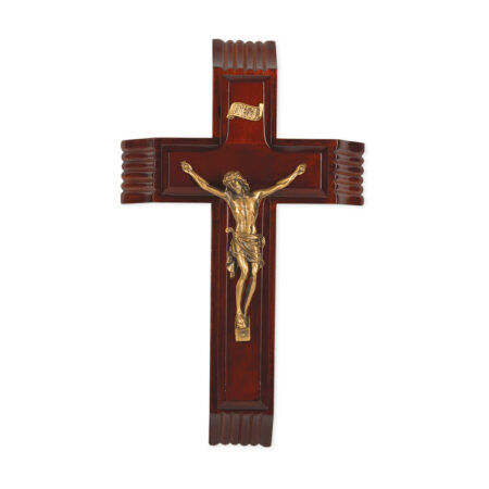 Dark Cherry Wood Sick Call Crucifix, 10"