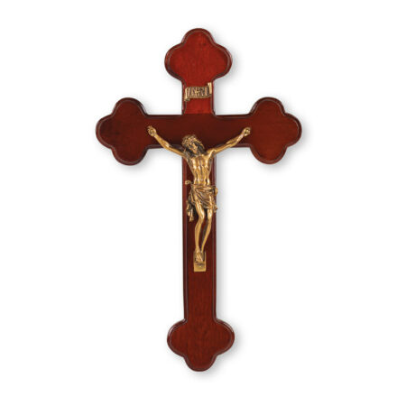 Dark Cherry Wood "Latin Style" Wall Crucifix, 10"