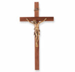 Walnut Wood Wall Crucifix, 10"