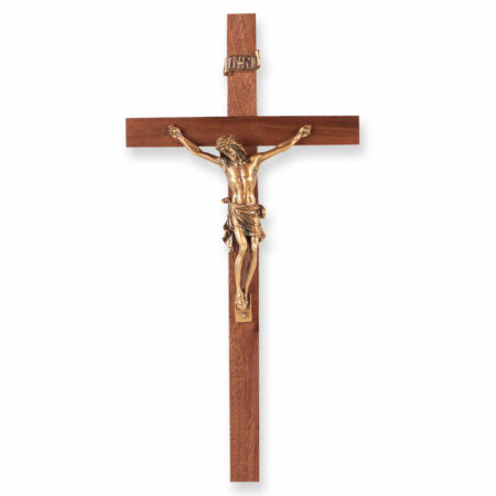 Walnut Wood Wall Crucifix, 10"