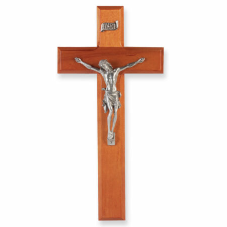 Natural Cherry Wood Wall Crucifix, 10"