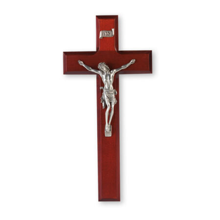 Dark Cherry Wood Wall Crucifix, 10"