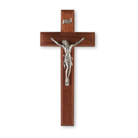 Genuine Walnut Wood Wall Crucifix, 10"