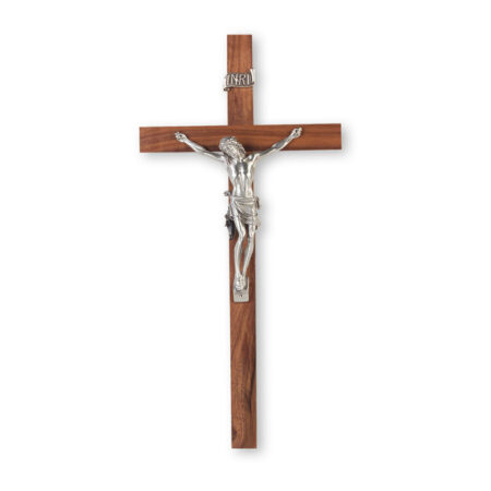 Genuine Walnut Wood Wall Crucifix, 10"