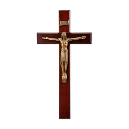 Dark Cherry Wood Wall Crucifix, 12"
