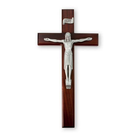 Dark Cherry Wood Wall Crucifix, 12"