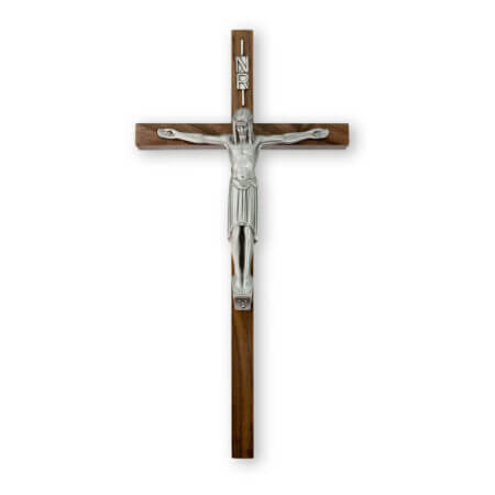 Genuine Walnut Wall Crucifix, 12"