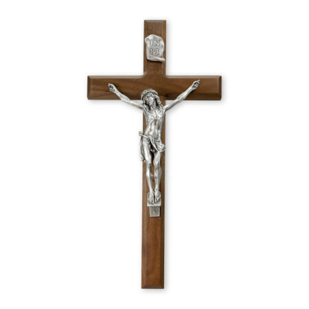 Genuine Walnut Wood Wall Crucifix, 15"
