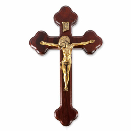Dark Cherry  "Latin Style" Wood Crucifix, 10"