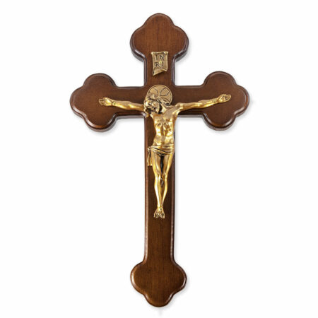Walnut Wood "Latin Style" Wall Crucifix, 10"
