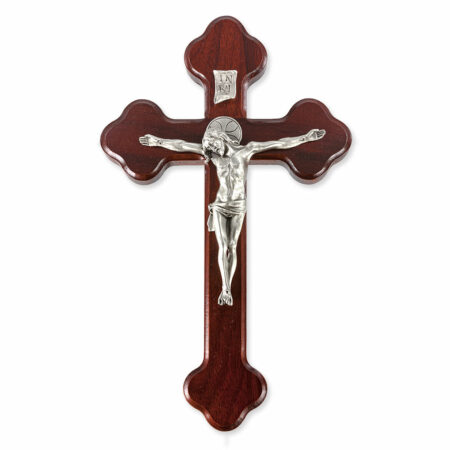 Dark Cherry "Latin Style" Wood Crucifix, 10"