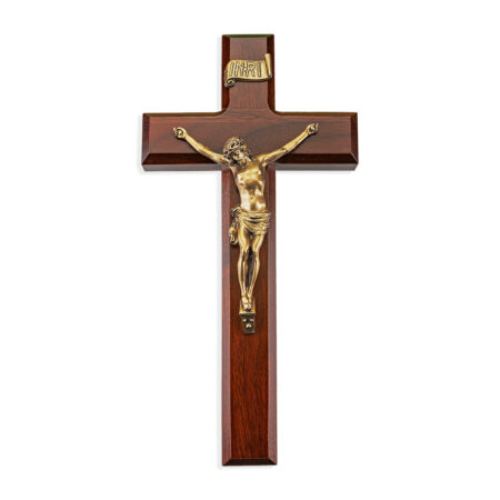 Dark Cherry Wood Crucifix, 10"