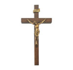 Walnut Wood Wall Crucifix, 10"