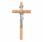 Oak Wood Wall Crucifix, 10"