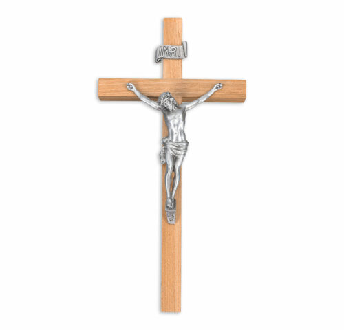 Oak Wood Wall Crucifix, 10"