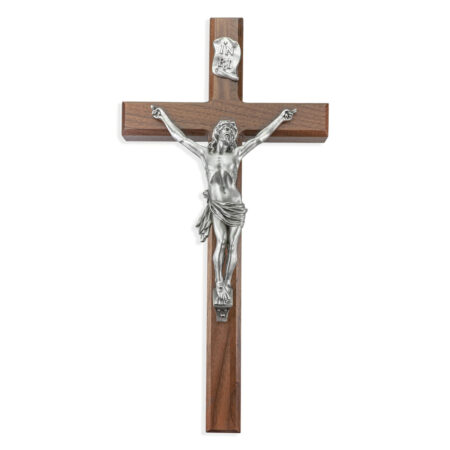 Walnut Wood Wall Crucifix, 15"