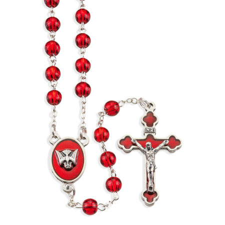 Red Wood Bead Confirmation Rosary