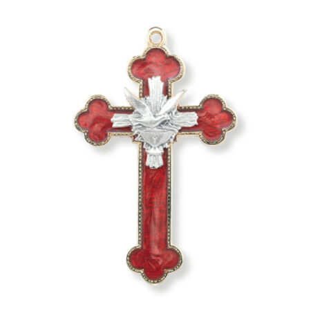 Red Enameled Holy Spirit Cross