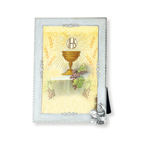 Pearlized First Communion Boy Picture Frame