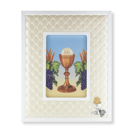 First Communion Chalice Pearlized Padded Frame
