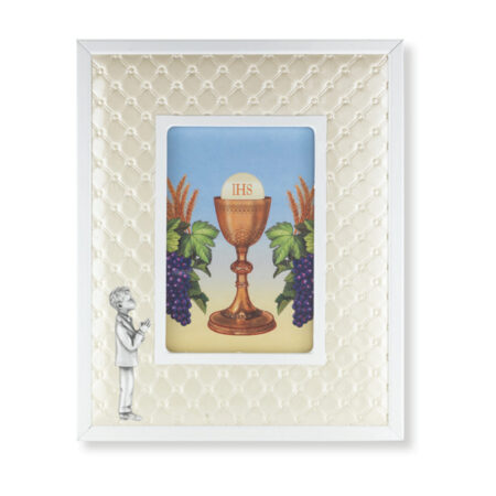 First Communion Boy Pearlized Padded Frame