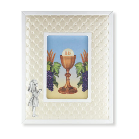 First Communion Girl Pearlized Padded Frame