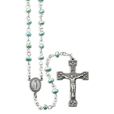 Fresh Water Light Blue Pearl Rosary