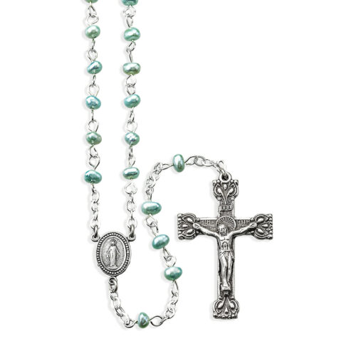 Fresh Water Light Blue Pearl Rosary
